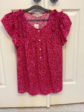 NWT LOFT heart ruffle blouse